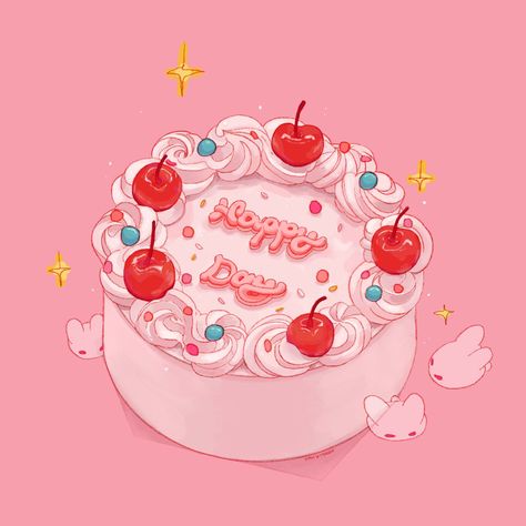 Aesthetic Highlight Covers Instagram Pink, Birthday Cake Illustration, Cake Drawing, Birthday Illustration, Procreate Ipad Art, Pottery Painting Designs, Different Art Styles, Pastel Pink Aesthetic, Food Drawing