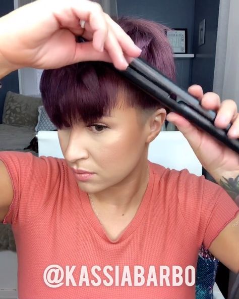 How To Style Short Bangs With Flat Iron, Mini Flat Iron Short Hair, Mini Curling Iron For Short Hair, Curl A Bob Flat Irons, How To Curl Short Thick Hair With Flat Iron, Curling A Bob With A Flat Iron, Curling Pixie Hair With Flat Iron, Curling Short Hair With Flat Iron, How To Curl Short Hair With Curling Iron