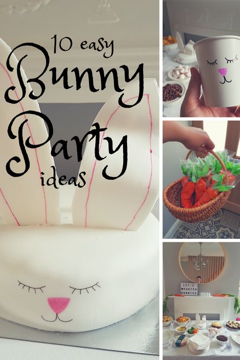 Easter Themed Party, Simple Cake Decorating, Bunny Birthday Theme, Bunny Birthday Party, Bunny Plates, Bunny Baby Shower, Easter Party Decor, Bunny Party, Bunny Cookies