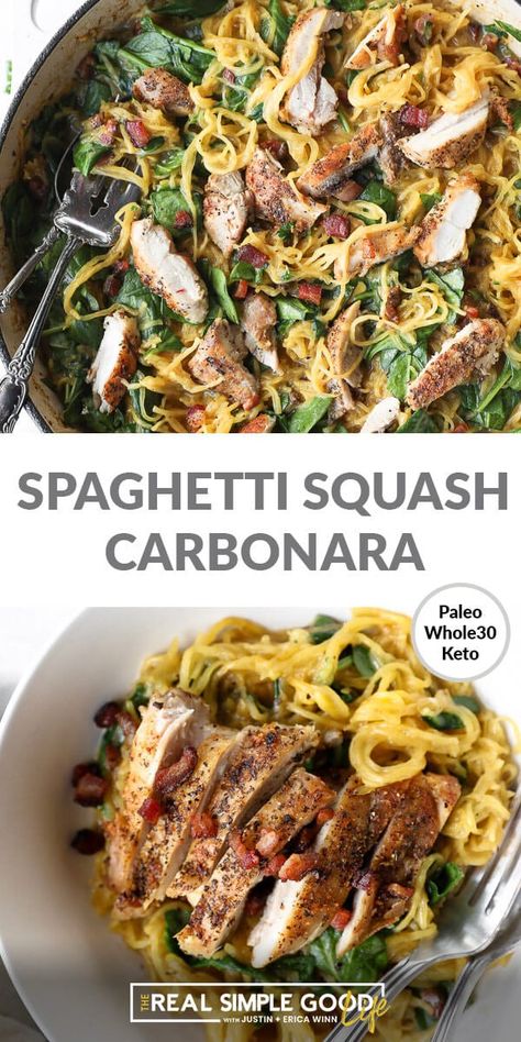 Low Carb Spaghetti Squash, Spaghetti Squash Carbonara, Squash Carbonara, Low Carb Spaghetti, Courge Spaghetti, Egg Diet Plan, Low Carb Low Fat Recipes, Bacon Chicken, Boiled Egg Diet Plan