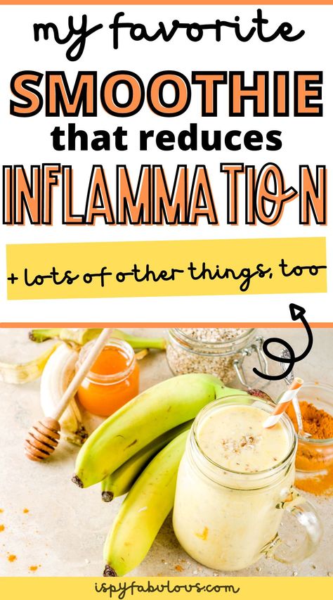 Looking to make a delicious smoothie packed with inflammation fighters, like turmeric, ginger, and carrot juice? This is my go-to anti-inflammatory smoothie recipe that I make all the time and I think you'll love it, too. #inflammation #smoothie #antiinflammatorysmoothie #smoothierecipe Anti Inflammation Protein Smoothie, Inflammation Smoothie Recipes, Turmeric Smoothie Recipe, Turmeric Smoothie Inflammation, Anti Inflammation Smoothie Recipes, Smoothies For Inflammation, Antiinflammatory Smoothies, Anti Inflammation Smoothie, Anti Inflamatory Smoothie