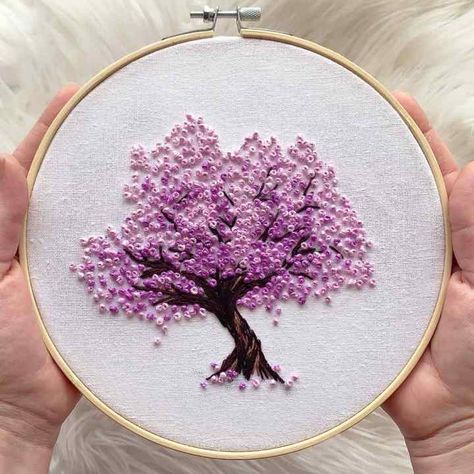 Tree Embroidery Pattern, Repetitive Pattern, Tree Embroidery, Embroidery Decoration, Wooden Embroidery Hoops, Embroidery Tshirt, Embroidery Template, Geometric Embroidery, Sakura Tree