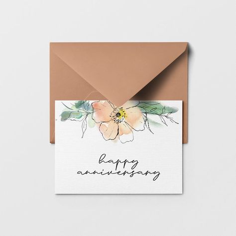 PRINTABLE Happy Anniversary Greeting Card Floral Happy | Etsy Watercolor Anniversary Card, Diy Anniversary Cards, Happy Anniversary Card, Anniversary Cards Handmade, Greeting Card Inspiration, Watercolor Birthday Cards, Birthday Card Drawing, Happy Anniversary Cards, Anniversary Greeting Cards