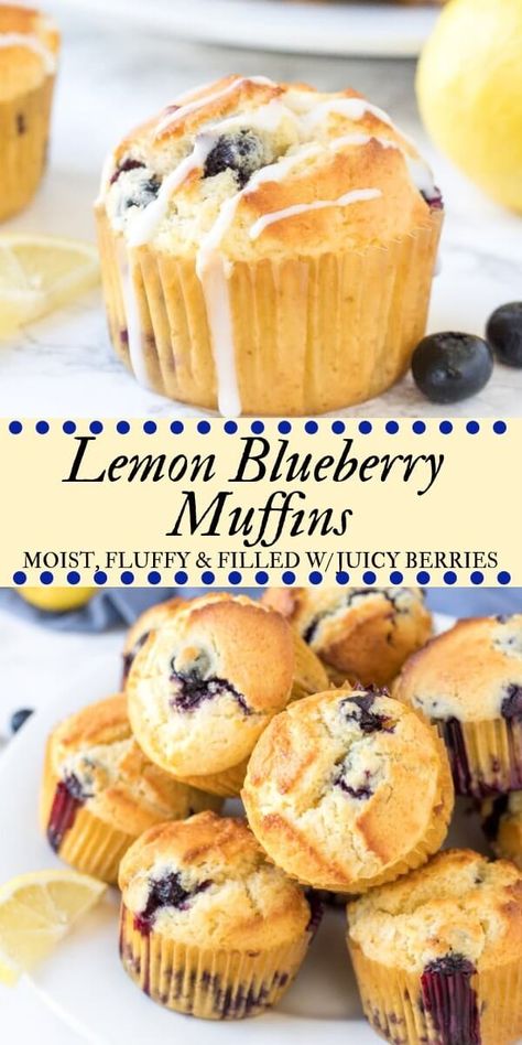 These lemon blueberry muffins have a soft and fluffy texture, delicious lemon flavor, and tons of juicy berries. With golden muffin tops and a sweet lemon glaze - they make for the most delicious muffin recipe! #blueberry #lemon #muffins #lemonblueberrymuffins #breakfast #recipes Easy Homemade Blueberry Muffins, Homemade Blueberry Muffin Recipe, Decadent Cheesecake, Bakery Style Blueberry Muffins, Homemade Blueberry Muffins, Recipe Cheesecake, Easy Blueberry Muffins, Best Blueberry Muffins, Heath Bars