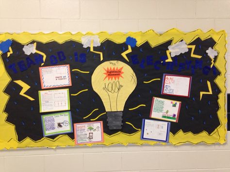 Electricity bulletin board Electricity Bulletin Board, Electrician Party, Classroom Displays Ks2, Notice Board Decoration, English Display, Listrik Statis, Science Display, Elementary Science Classroom, Science Electricity