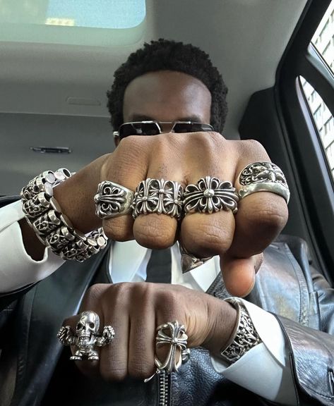 Wisdom Kaye, Chrome Hearts Jewelry, Chrome Hearts Ring, Edgy Jewelry, Dope Jewelry, Funky Jewelry, Jewelry Lookbook, Chrome Hearts, Jewelry Inspo