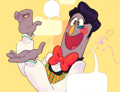 Frank from Welcome Home talking happily! Frank Frankly, Cartoon Fanart, Clown Party, Welcome Home Posters, Welcome Home Images, Silly Puppets, List Of Characters, Wally Darling, I Go Crazy