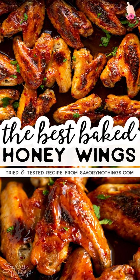 Honey Chicken Wings Recipe, Sweet And Spicy Chicken Wings, Easy Baked Chicken Wings, Honey Garlic Wings, Chicken Wing Marinade, Honey Wings, Honey Baked Chicken, Honey Chicken Wings, Spicy Chicken Wings