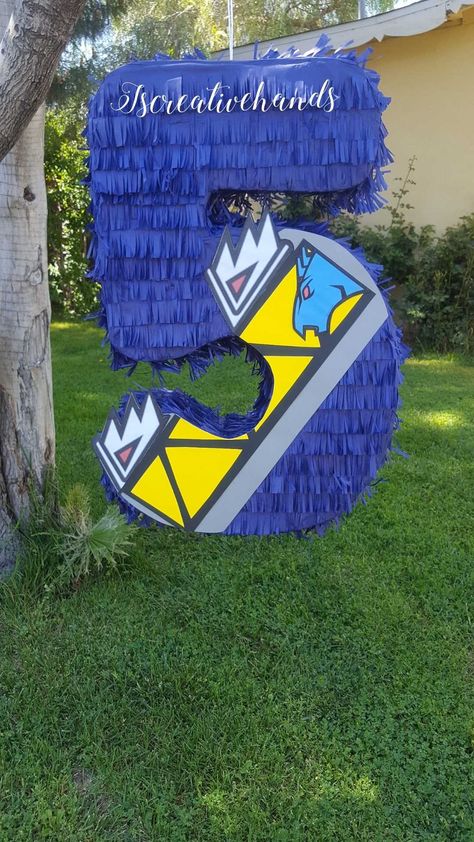 Power Ranger Pinata, Power Rangers Dino Charge Birthday, Festa Power Rangers, Dino Rangers, Power Ranger Birthday Party, Power Ranger Party, Power Ranger Birthday, Power Rangers Dino Charge, Piñata Ideas