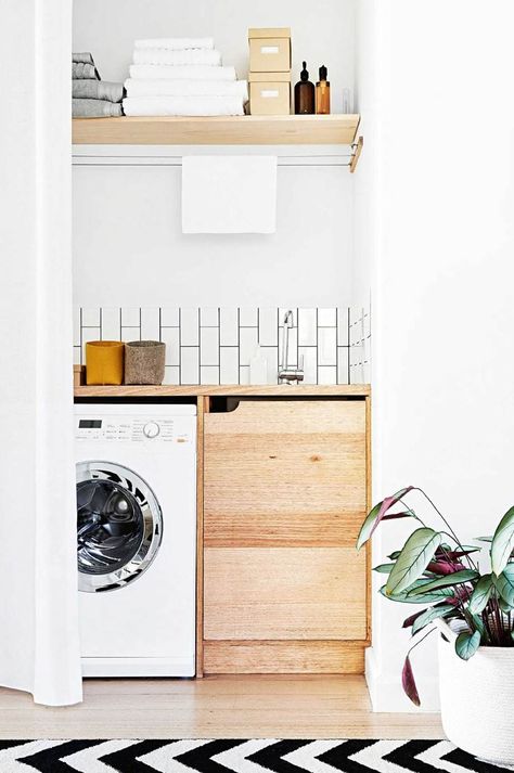 It may be a hardworking space, but that doesn't mean your laundry has to skimp in the style department. Take inspiration from these lovely laundries where functionality and style come equal first. Scandinavian Laundry Room, Laundry Room Decorating, Room Storage Diy, Laundry Design, Laundry Room Inspiration, Laundry Room Remodel, Small Laundry Rooms, Small Laundry Room, Small Laundry