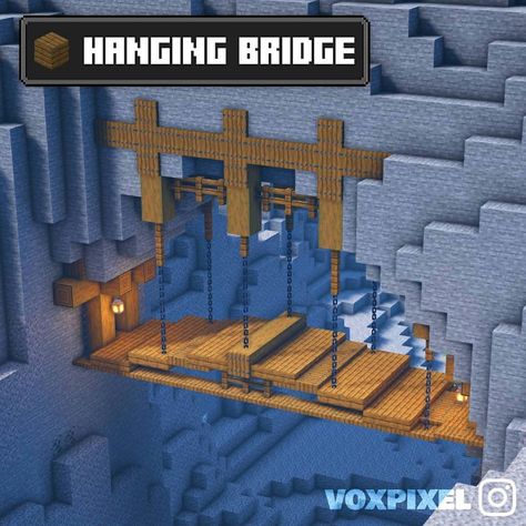 Hanging Bridge, Minecraft Welten, Minecraft Building Guide, Case Minecraft, Rumah Minecraft Sederhana, Minecraft Structures, Minecraft Interior Design, Bangunan Minecraft, Minecraft House Plans