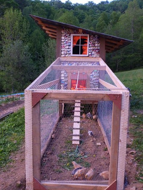 Homemade Chicken Coop with Beer Can Shingles Was Built in 10 Hours for $40 : TreeHugger - eco living - green Homemade Chicken Coop, Chicken Tunnels, Portable Chicken Coop, Diy Beer, Urban Chickens, Best Chicken Coop, Beautiful Chickens, Backyard Poultry, Building A Chicken Coop