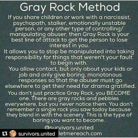 Gray Rock Method, Grey Rock Method, Grey Rock, Rock Quotes, Antisocial Personality, Narcissism Quotes, Emotionally Unstable, Narcissism Relationships, Narcissistic People