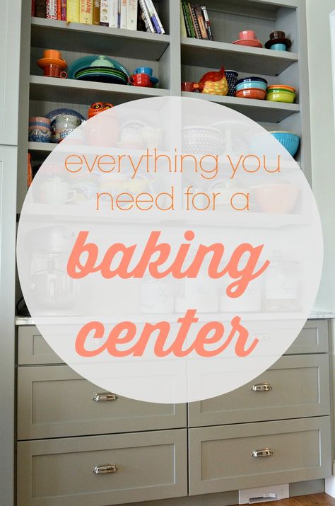 Baking center?  You don't even know how much you need one until you have one.  This post contains all the information you need on how to set up a baking center, full of creative storage ideas and a list of everything you need.  Bonus?  Links to products that will help you share your abundance with others without needing your dishes returned! Just in time for fall and holiday cooking! via lifeingrace Kitchen Baking Center, Baking Organization, Life In Grace, Baking Cupboard, Baking Center, Baking Storage, Baking Station, Hoosier Cabinet, Dining Room Hutch