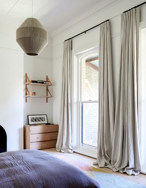 James Tutton - The Design Files | Australia's most popular design blog. Floor To Ceiling Curtains, Blackout Curtains Bedroom, Bedroom Curtains, Farmhouse Curtains, Long Curtains, Insulated Curtains, Curtains Living, Hus Inspiration, Trendy Bedroom