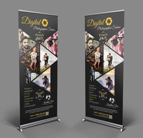 Photography Roll-up Banner Design Roller Banner Design, Rollup Design, Standing Banner Design, Rollup Banner Design, Roll Up Banner Design, Roll Banner, Standee Design, Roller Banner, Banner Design Layout