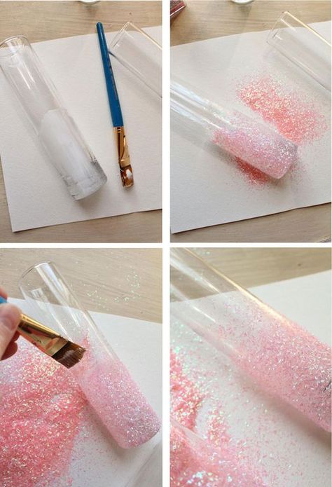 DIY Glittery Pink Vases...do this with mason jars and wine bottles...not pink, maybe pearl or white glitter, then burlap and white lace: Pink Vases, Glitter Vases, Icing Design, Astuces Diy, Pink Vase, Creation Deco, Pretty Designs, Diy Vase, Pink Parties