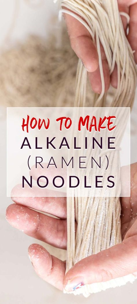 How to Make Ramen Noodles AKA Alkaline Noodles - Messy Vegan Cook How To Make Healthy Ramen Noodles, Alkaline Chinese Food, Alkaline Noodles, Ramen Noodles From Scratch, Make Ramen Noodles, Homemade Reeses, Making Ramen, Noodles From Scratch, Homemade Ramen Noodles