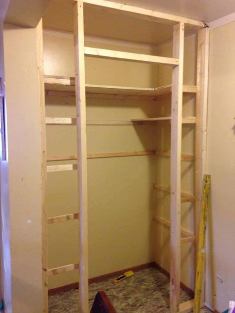 Build A Kitchen Pantry, Build Pantry Shelves, Pantry Shelves Diy, Cabinet Decorating Ideas, Kitchen Pantry Shelves, Build A Pantry, Build Pantry, Diy Pantry Cabinet, Cupboard Makeover