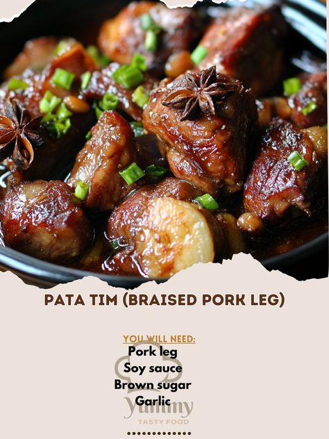 Pata Tim, Pork Pieces, Pork Leg Roast, Pork Leg, Tender Meat, How To Cook Pork, Braised Pork, Bay Leaves, Star Anise