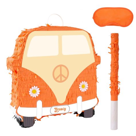 PRICES MAY VARY. Unique and eye-catching design: Our Hippie Van Pinata is a must-have for any groovy party or retro-themed event with its vibrant colors and iconic hippie van shape. High-quality construction: Made from durable materials, this pinata can withstand even the most enthusiastic hitters, ensuring hours of fun-filled celebration. Size: With dimensions of 13 inches, this pinata is the perfect size to fit in any space, delighting kids and adults alike. Easy to fill and hang: Our pinata f Groovy Pinata, Game Decorations, 70s Themed Birthday Party, Coachella Birthday, Hippie Birthday Party, Bats For Kids, 70s Theme Party, Birthday Party Game, Hippie Birthday