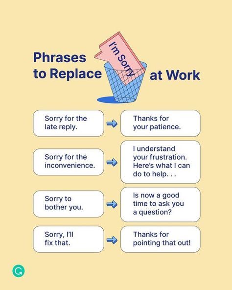 Stop Apologizing At Work, Reply To How Are You, Phrases To Use At Work, Professional Phrases, Workplace Encouragement, Gossip At Work, Nursing Director, Email English, Ways To Say Sorry