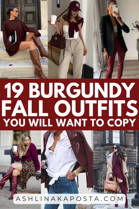 19 Beautiful Burgundy Outfit Ideas For Fall/Winter — ASHLINA KAPOSTA Burgundy Plaid Pants Outfit, Maroon Black And Brown Outfit, Cranberry Skirt Outfit, Burgundy Going Out Outfit, Burgundy Outfit Ideas Winter, How To Wear Burgundy Boots, Burgundy Cords Outfit, Burgundy Womens Outfits, What To Wear With Plum Pants