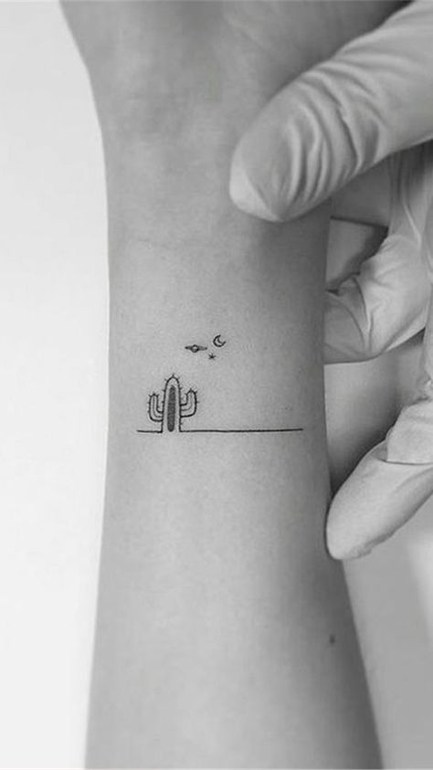 Nature, love, and peace are three simple words that mean a lot, but they can also be captured in simple designs. Minimalist Tattoo Meaning, Simple Wrist Tattoos, Minimalistic Tattoos, Paris Tattoo, Typography Tattoo, Pola Tato, French Tattoo, Tato Henna, Cactus Tattoo