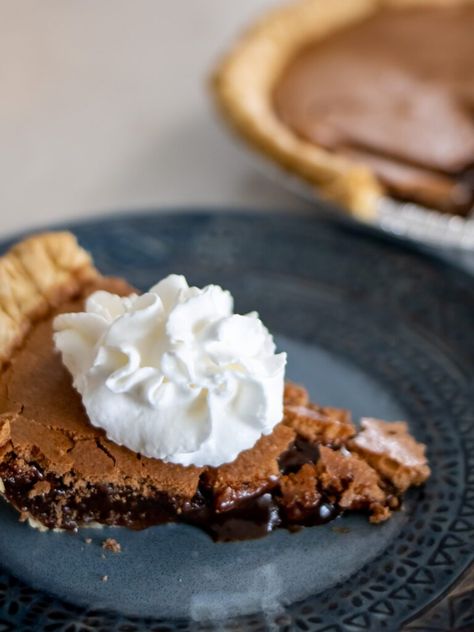 Angus Barn's Chocolate Chess Pie Recipe - NC Eat & Play Chocolate Chess Pie Angus Barn, Angus Barn Chocolate Chess Pie Recipe, German Chocolate Pie, Chocolate Chess Pie Recipe, German Chocolate Pies, Yummy Pie, Perfect Pie Crust Recipe, German Chocolate Cookies, Chess Pie Recipe