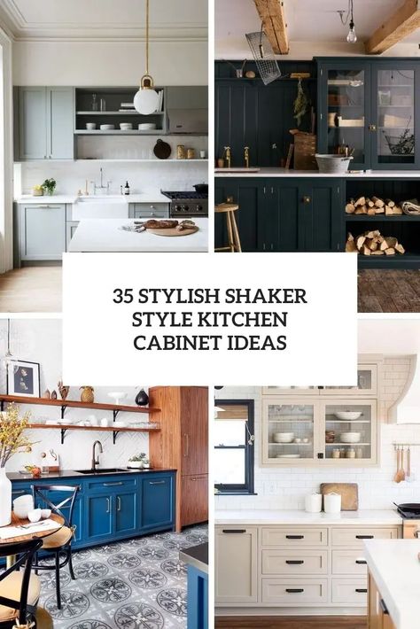 a light stained farmhouse kitchen with shaker cabinets, black handles, white subway tiles on the backsplash and a navy framed window Colored Shaker Kitchen Cabinets, Shaker Cabinet Kitchen Ideas, Shaker Cabinets Kitchen Colors, Wood Shaker Kitchen Cabinets, Kitchen With Shaker Cabinets, Kitchen Shaker Cabinets, Green Shaker Cabinets, Shaker Cabinets Kitchen, Kitchen Columns