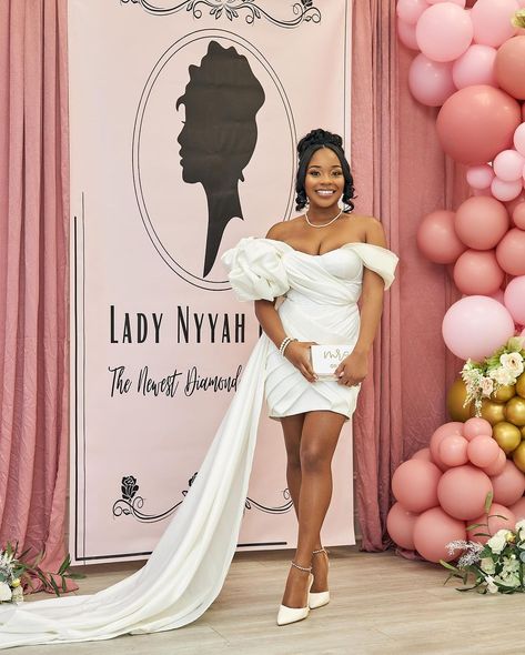 Showering Lady Nyyah💕 & Committing to FOREVER with the #manofmydreams.   #bridalshower #blacklove #bridalshowerdecor #bridals #balloondecor #balloonartist #balloondecoration #engaged Bridal Shower Outfits For Bride, Bridal Shower Outfit For Bride, Bridal Shower Outfits, Outfits For Bride, Courthouse Wedding Dress, Shower Outfits, Bridal Shower Outfit, Brand Shoot, Bridal Shower Decor