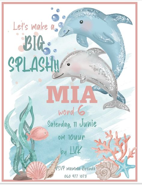 Dolphin Birthday Party Decorations, Dolphin Birthday Party Ideas, Dolphin Party Ideas, Dolphin Themed Birthday Party, Dolphin Birthday Party, Ocean Invitation, Dolphin Birthday Parties, Dolphin Birthday, Dolphin Party