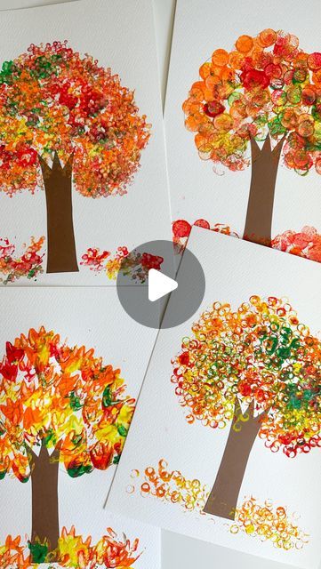 Autumn Painting For Toddlers, Its Fall Yall Craft, Fall Painting Ideas Toddlers, Tree Art Crafts For Preschoolers, Fall Painting Preschool, Preschool Fall Crafts Art Activities, Fall Tree Crafts For Toddlers, Easy Toddler Fall Crafts, Fall Tree Painting For Kids