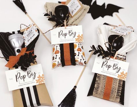 Thanksgiving Real Estate Pop By Ideas, Halloween Client Gifts, Fall Popby Ideas Real Estates, Halloween Pop Bys Real Estate, Winter Pop Bys Real Estate, October Pop By Ideas For Realtors, Real Estate Pop By Ideas Fall, Realtor Marketing Gifts, Resident Appreciation