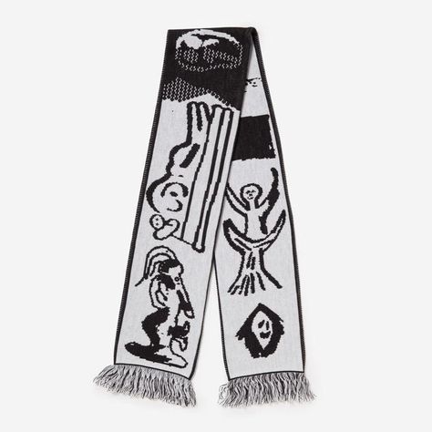 Chill Fashion, Graphic Scarf, Football Scarf, Black And White Scarf, White Scarf, Scarf Design, Art Clothes, Apparel Design, Scarf Print