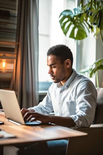 Premium Photo | Person working on laptop home office cozy lighting Person Working On Laptop, Office Cozy, Stock Photos People, Work From Home Office, Cozy Lighting, Working On Laptop, Office Pictures, Business Card Maker, Stationery Templates