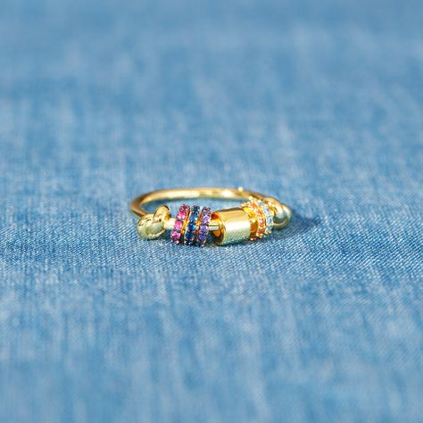 Fidget Rings, Dope Jewelry, 18k Gold Jewelry, Jewelry Lookbook, Spinner Ring, Zircon Ring, Spinner Rings, Personalized Rings, Fidget Spinner