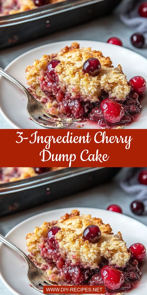 Make a delicious 3-ingredient cherry dump cake in no time! It’s a super simple dessert that’s perfect for potlucks, family dinners, or a sweet treat anytime. Betty Crocker 3 Ingredient Chocolate Cherry Dump Cake, Simple Dump Cake Recipes, Cherry Dump Cake Crock Pot, 3 Ingredient Cherry Dump Cake, 3 Ingredient Dump Cake Recipes, Crockpot Dump Cake Recipes 3 Ingredients, Cherry Apple Dump Cake, 3 Ingredient Dump Cake, Cherry Surprise Dessert