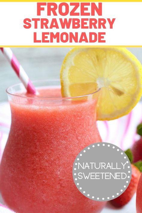 How To Make Frozen Strawberry Lemonade, Frozen Lemonade Drinks, Frozen Lemonade Recipe, Strawberry Lemonade Smoothie, Lemonade Concentrate Recipe, Ninja Bullet, Lemonade Ideas, Lemon Cocktails, Frozen Strawberry Lemonade Recipe