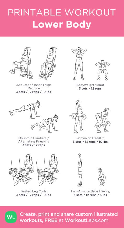 Lower Body– my custom exercise plan created at WorkoutLabs.com • Click through to download as a printable workout PDF #customworkout Gym Lower Body Workout For Women, Lower Body Workout Women, Lower Body Workout At Gym, Lower Body Gym Workout, Workout Materials, Workout Methods, Lower Body Workout At Home, Lower Body Workout Gym, Workout Sheets