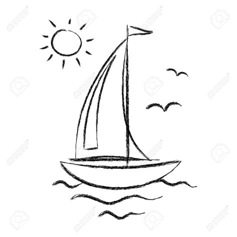 Sailboat Drawing, Boat Sketch, Boat Tattoo, Boat Cartoon, Boat Drawing, Boat Art, Cartoon Images, Arte Pop, Chalk Art