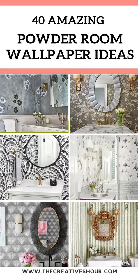 40 Best Powder Room Wallpaper Ideas For A Dreamy Oasis Powder Rooms With Wallpaper, Powder Room Wallpaper Accent Wall, Half Bath Wallpaper Ideas, Half Bath Wallpaper Accent Wall, Bathroom Ideas With Wallpaper, Wallpaper For Small Bathroom, Wallpaper Powder Room Small, Shiplap Bathrooms, Powder Room Ideas Wallpaper