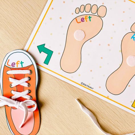 "Help your little ones it tying their shoes with this printable activity. Also is great for practicing left and right. THIS IS A DIGITAL DOWNLOAD, NO PRINTED MATERIALS ARE INCLUDED! 🔸WHAT WILL YOU RECEIVE🔸 After your payment, you will receive instant downloading access to the purchased files which contain 2 PDF pages. You will receive two size options to download: ►8.5\"x11\" regular US letter size ►A4 (210mm x 297 mm) 🔸 I recommend to laminate pages for multiple uses. 🔸FREE TEXT EDITING🔸 W Shoe Activities For Toddlers, Fun Things To Do With Toddlers, Toddler Learning Activities Printables, Motor Skills Preschool, Preschool Fine Motor Skills, Homeschool Preschool Activities, Quiet Time Activities, Homeschool Learning, Kindergarten Learning