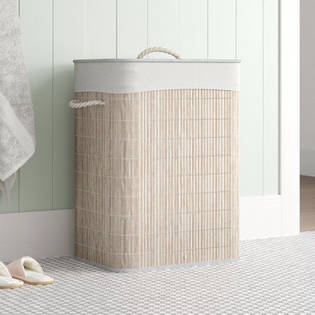 Sand & Stable Bamboo Rectangular Hamper | Wayfair Lake Minnetonka, Cape House, Bathroom Storage Organization, Garage Storage Cabinets, Kitchen Sale, Coastal Farmhouse, Farmhouse Charm, Rattan Basket, Small Room