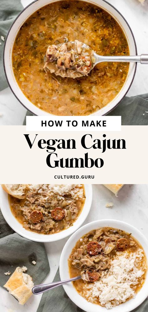 Vegan Gumbo, Vegetarian Gumbo, Vegan Cajun, Cajun Gumbo, Vegan Soul Food, Louisiana Cajun, Gumbo Recipe, Hearty Soup, Vegan Soup Recipes