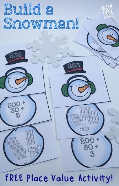 Snowman Math, Christmas Math Games, Winter Math Activities, Christmas Math Activities, Place Value Activities, Kindergarten Math Games, Math Geek, Math Place Value, Math Crafts