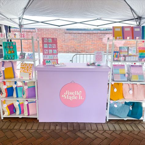 colorful booth display Booth Vendor Ideas, Colorful Vendor Booth, 8x8 Vendor Booth Layout, Pop Up Stall Ideas, Fall Vendor Booth Ideas, Hat Display Ideas Craft Show, Cute Vendor Booth Ideas, Pop Up Display Ideas, Booth Decorating Ideas Vendor