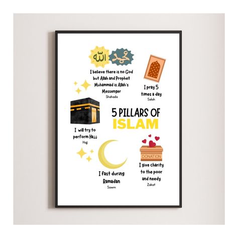 5 Pillars Of Islam, Five Pillars Of Islam, Hajj Pilgrimage, 5 Pillars, Pillars Of Islam, Mehndi Designs Bridal Hands, Study Better, Montessori Preschool, Educational Poster