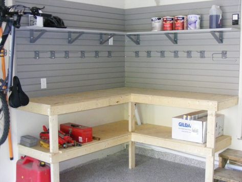 Garage Bench, Build Your Own Garage, Display Visual Merchandising, Garage Workbench Plans, Plan Garage, Garage Shelves, Cabinet Plans, Garage Remodel, Diy Workbench