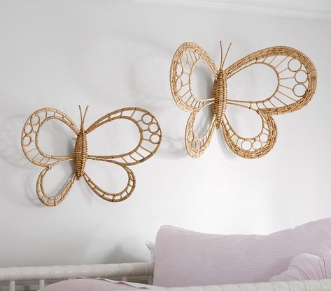 Butterfly Bedroom, Rattan Weaving, Butterfly Room, Butterfly Nursery, Butterfly Mobile, Handmade Butterfly, Nursery Room Inspiration, Butterfly Theme, Butterfly Crafts